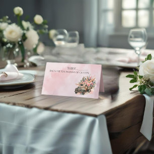 Vintage Truck With Flowers Wedding Place Card