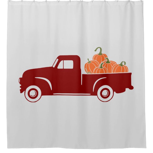 Vintage Truck with Pumpkins Fall Shower Curtain (Front)