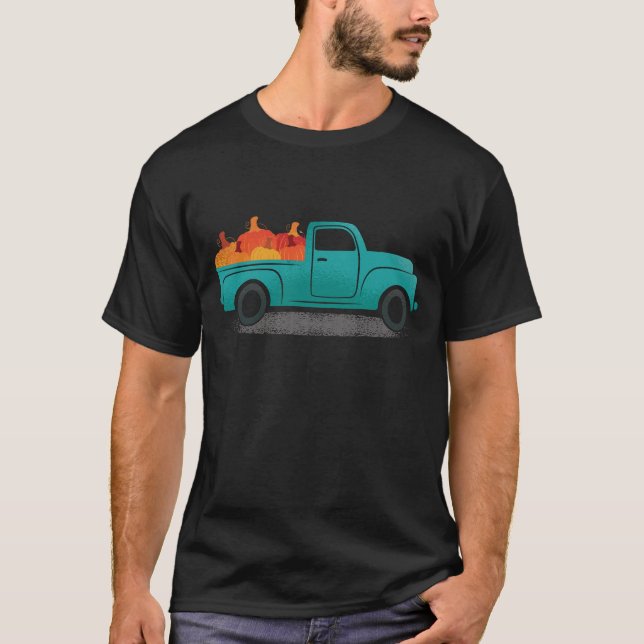 Vintage Truck With Pumpkins, Pumpkin Farmer T-Shirt (Front)