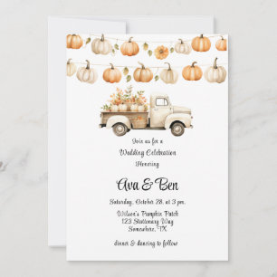 Vintage Truck with Pumpkins Wedding Celebration  Invitation