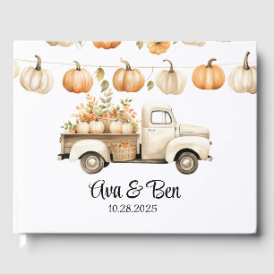 Vintage Truck with Pumpkins Wedding Guest Book