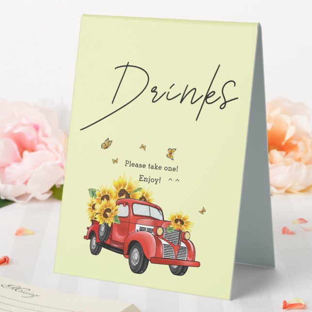 Vintage Truck with Sunflowers Baby Shower Drinks (In SItu (Wedding))