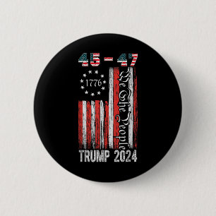 Vintage Trump 2024 45-47 Us Flag We The People Vot 6 Cm Round Badge