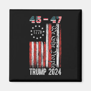 Vintage Trump 2024 45-47 Us Flag We The People Vot Magnet