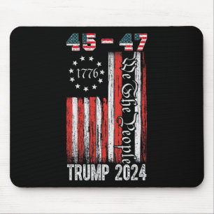 Vintage Trump 2024 45-47 Us Flag We The People Vot Mouse Mat