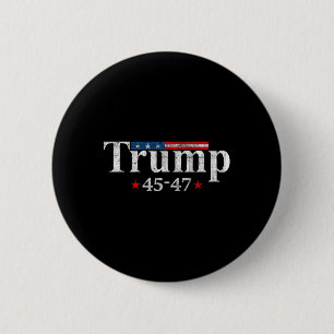 Vintage Trump 2024 Retro Us Flag 45-47 Trump 6 Cm Round Badge