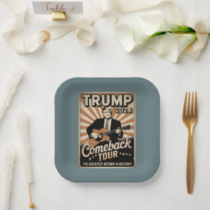 Vintage TRUMP 2024 Rocks COMEBACK TOUR Paper Plate