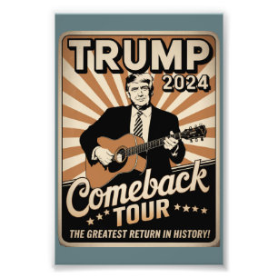 Vintage TRUMP 2024 Rocks COMEBACK TOUR  Photo Print