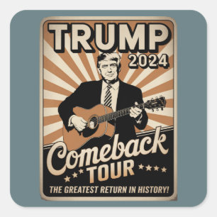 Vintage TRUMP 2024 Rocks COMEBACK TOUR  Square Sticker