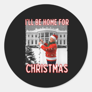 Vintage Trump Ill Be Home For Christmas 2024 Classic Round Sticker