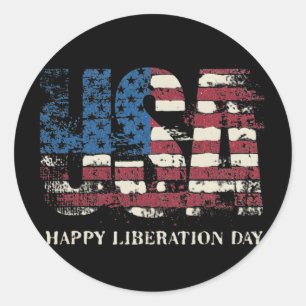 Vintage Trump Tariffs Happy Liberation Day April 2 Classic Round Sticker