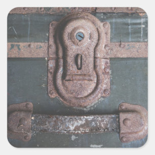 Vintage Trunk Lock Square Sticker