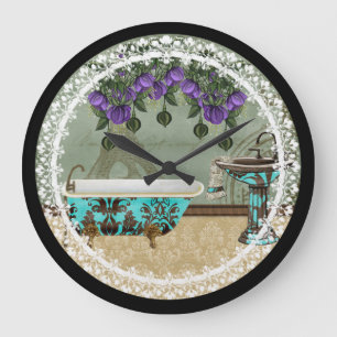 Vintage Tub & Sink Bathroom Wall Clock