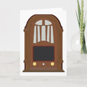 Vintage Tube Radio Antique Wooden Stereo Card