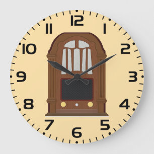 Vintage Tube Radio Antique Wooden Stereo Large Clock