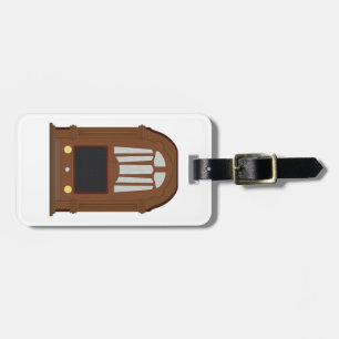 Vintage Tube Radio Antique Wooden Stereo Luggage Tag