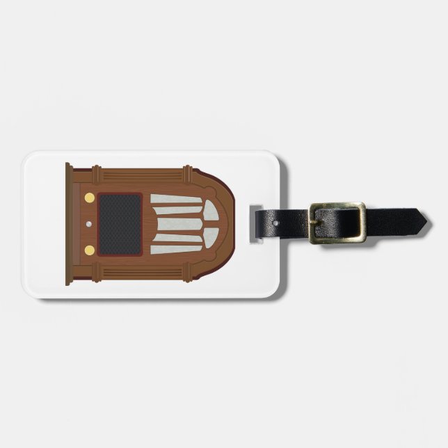Vintage Tube Radio Antique Wooden Stereo Luggage Tag (Front Horizontal)