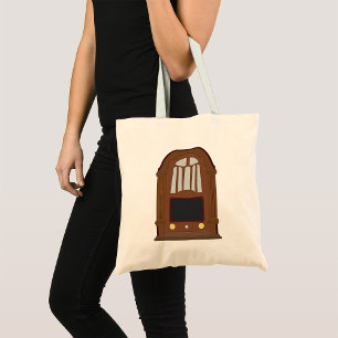 Vintage Tube Radio Antique Wooden Stereo Tote Bag