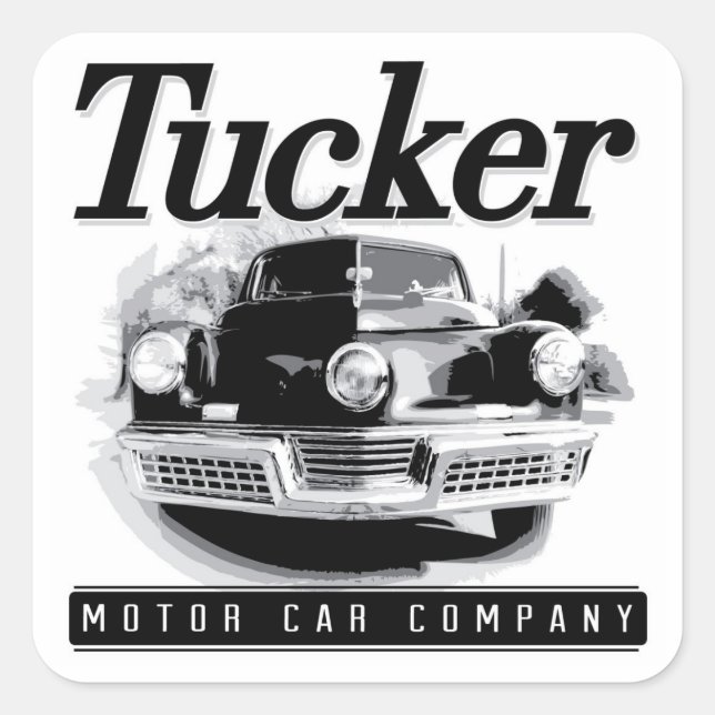 Vintage Tucker Motor Car Logo Square Stickers (Front)