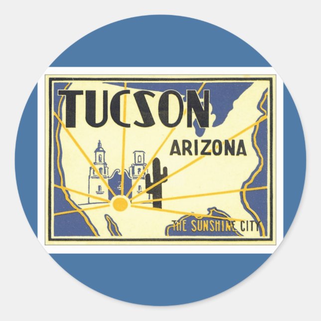 Vintage Tucson Arizona Classic Round Sticker (Front)