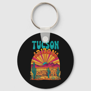 Vintage Tucson Arizona Desert Sunset Skyline Citys Key Ring