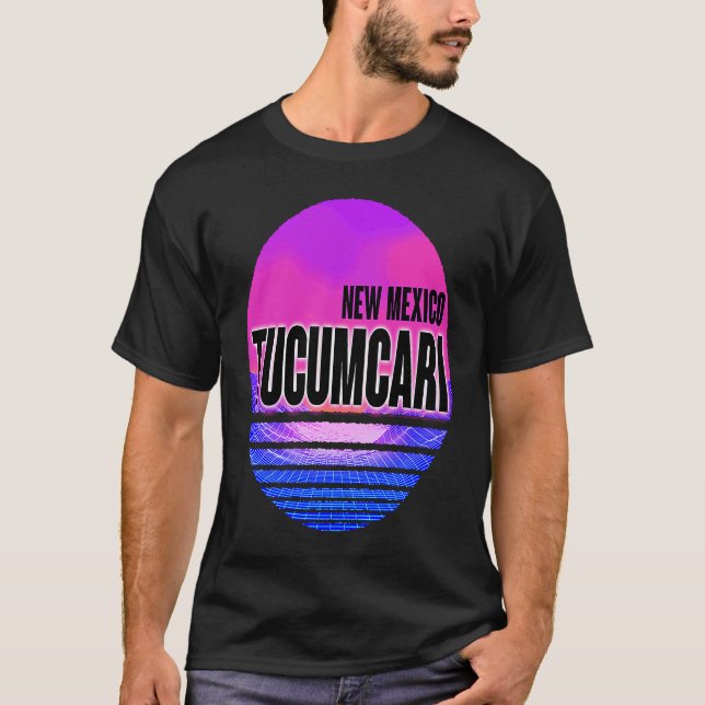Vintage Tucumcari Vaporwave New Mexico T-Shirt (Front)