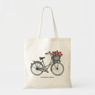 Vintage Tulip Bicycle Travel Illustration Tote Bag