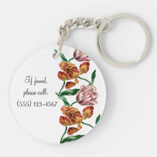 Vintage Tulip Botanical Illustration Key Ring