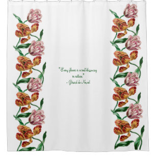 Vintage Tulip Botanical Illustration Shower Curtain