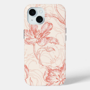 Vintage Tulip Floral Pattern iPhone 15 Case