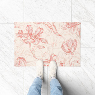 Vintage Tulip Floral Pattern Doormat