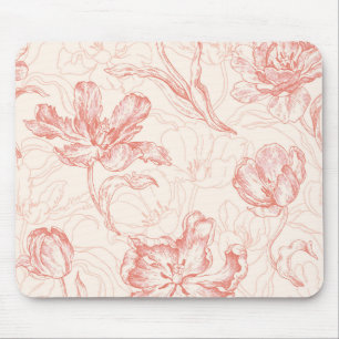 Vintage Tulip Floral Pattern Mouse Mat