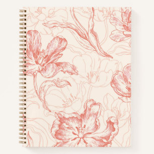 Vintage Tulip Floral Pattern Notebook