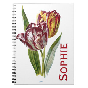 Vintage Tulip Flowers Personnalised Notebook