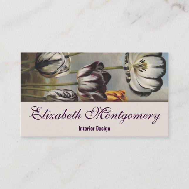 Vintage Tulip Flowers Professional Business Card (Front)