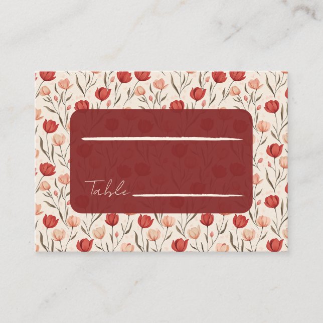 Vintage Tulip Traditional Wedding Place Card (Front)
