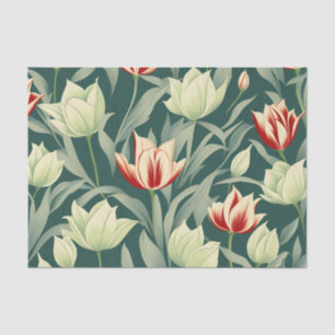 Vintage Tulips Botanical Pattern Tissue Paper