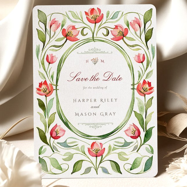 Vintage Tulips Save the Date Card (Creator Uploaded)