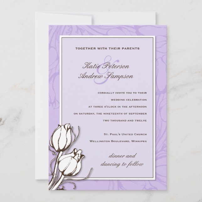 Vintage Tulips Wedding Invitations (Front)