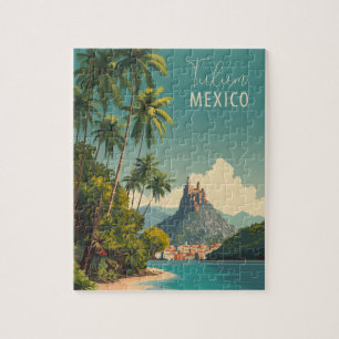 Vintage Tulum Mexico Travel Jigsaw Puzzle