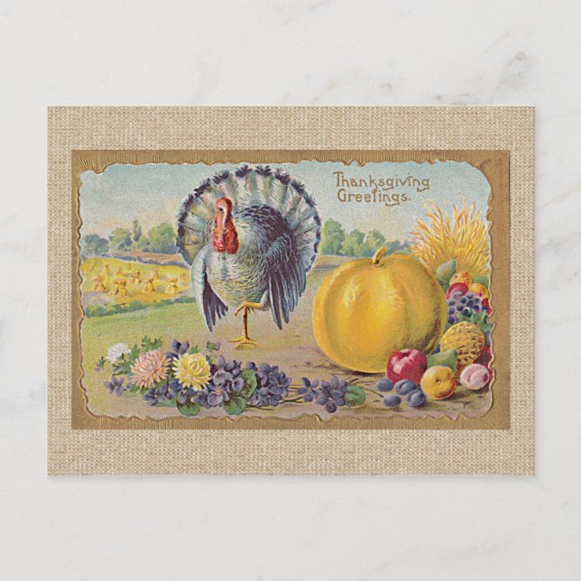 vintage turkey and greeting postcard (Front)