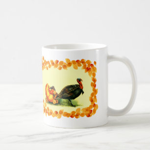 Vintage Turkey and Pumpkin Thanksgiving Gift Coffee Mug