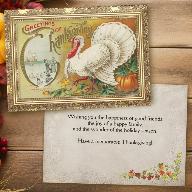 Vintage Turkey and Pumpkin Thanksgiving Holiday Card (Creator Uploaded)