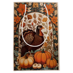 Vintage Turkey and Pumpkins Autumn Medium Gift Bag
