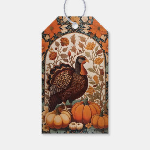 Vintage Turkey and Pumpkins Thanksgiving Gift Tags