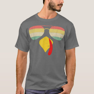 Vintage Turkey Face Thanksgiving With Sunglasses B T-Shirt