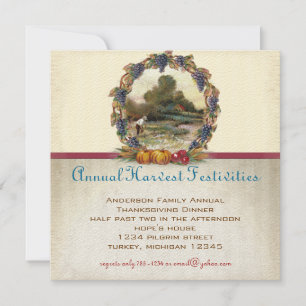 Vintage Turkey Farm Thanksgiving Dinner Invitation