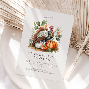 Vintage Turkey Friendsgiving Potluck Invitation