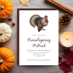 Vintage Turkey Friendsgiving Potluck   Invitation