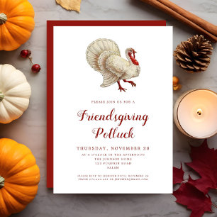 Vintage Turkey Friendsgiving Potluck  Invitation